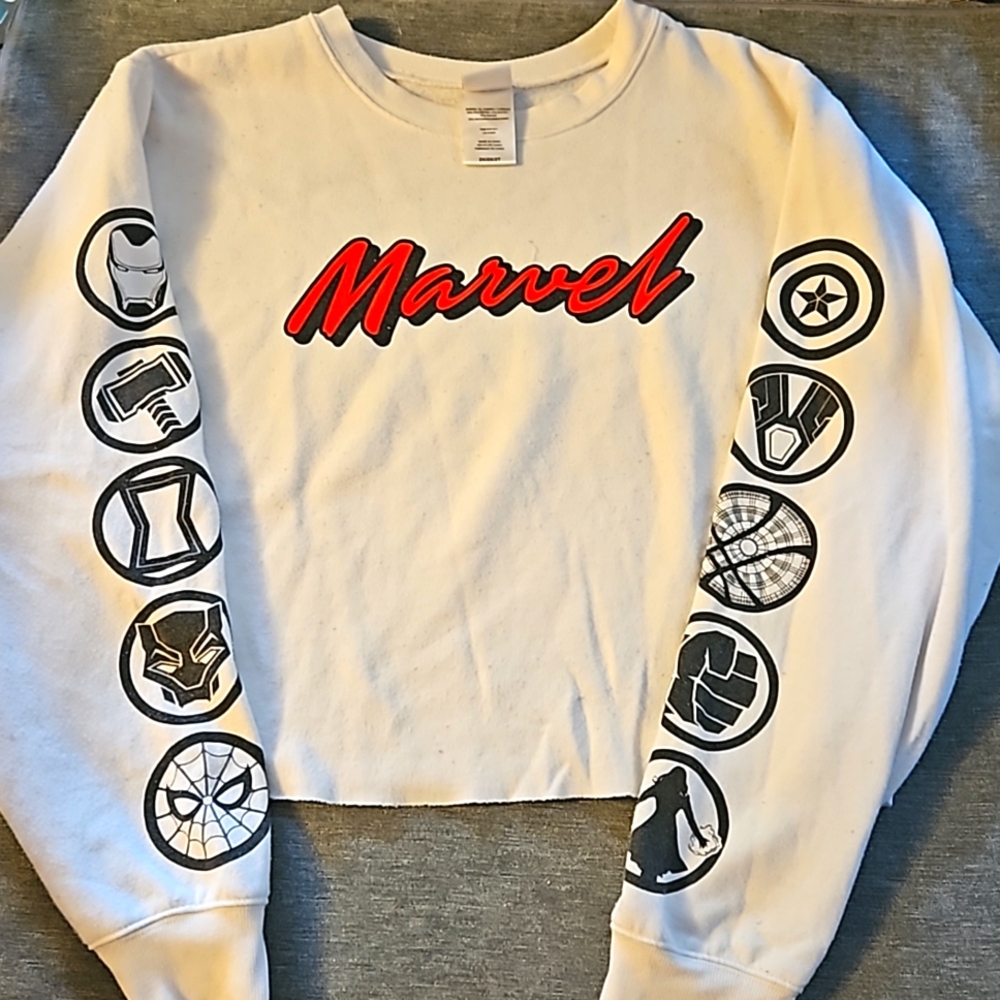 Marvel Cropped Crew Neck Sweater